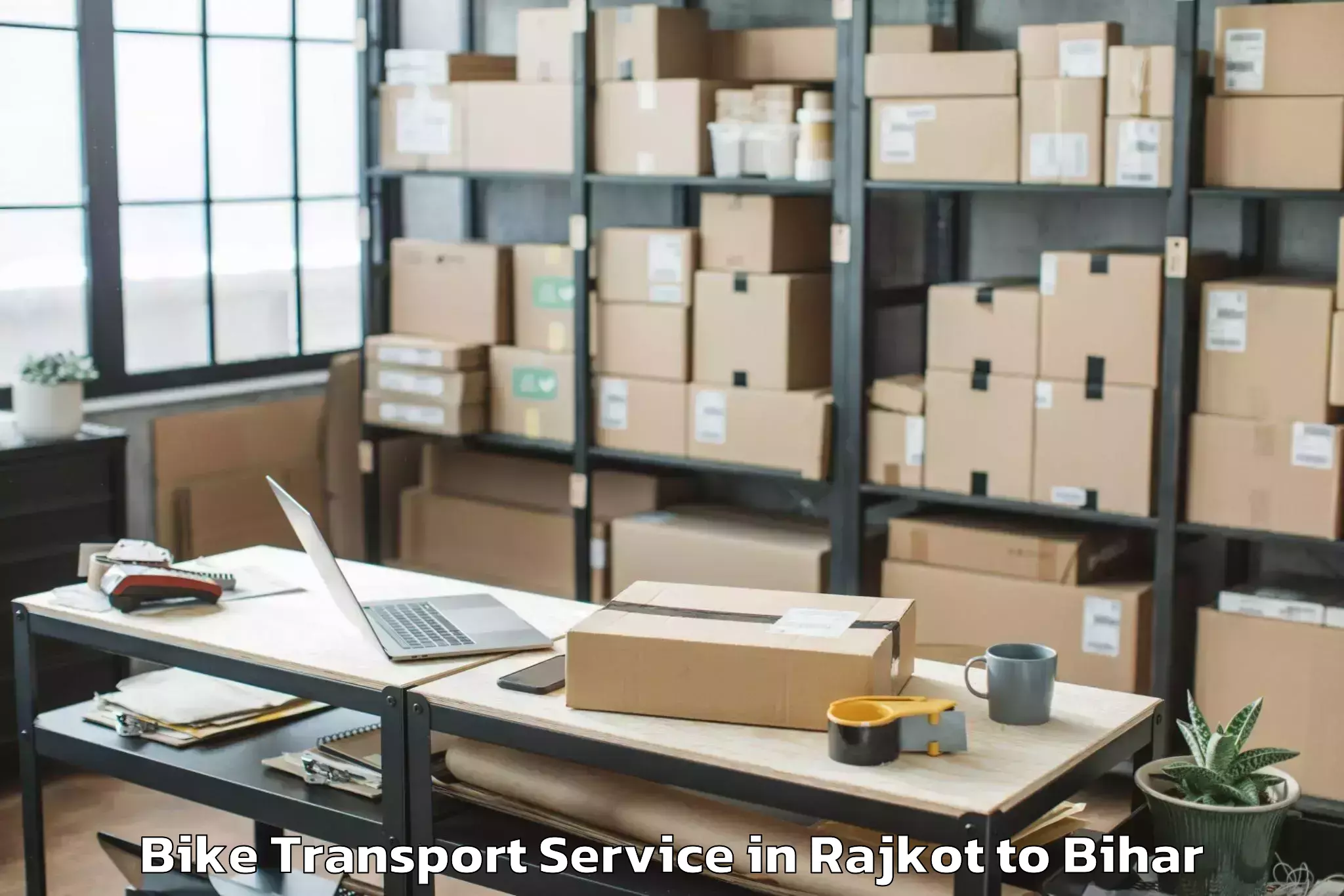 Book Rajkot to Mojharia Bike Transport Online